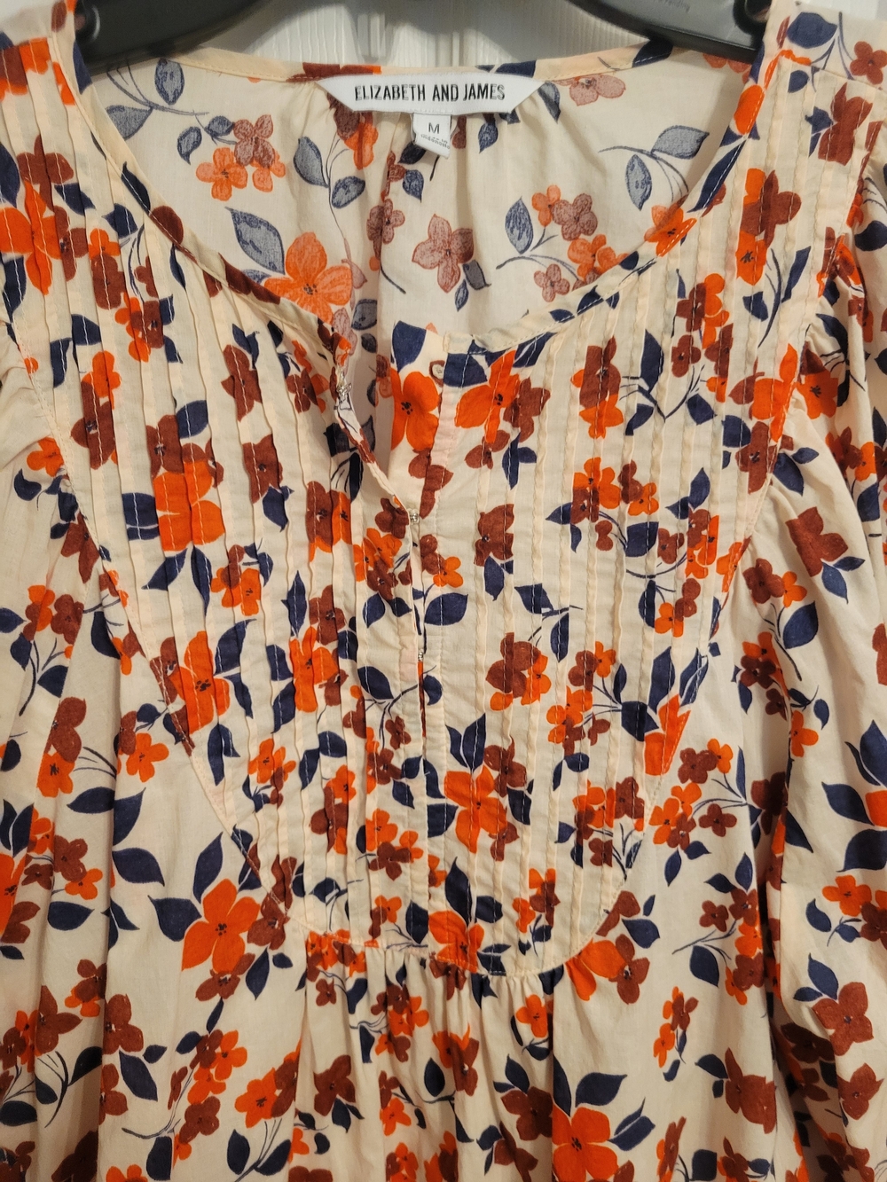 Elizabeth and James Cream Blouse with Orange & Navy Floral Print - Picture 4 of 8